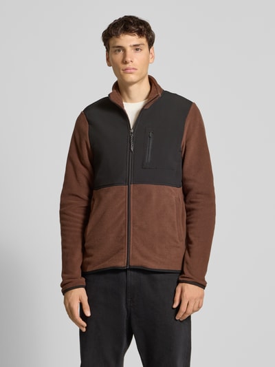 Blend Fleecejack met ritszakken, model 'MARIO' Middenbruin - 4