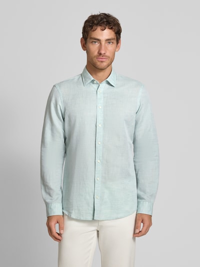 Jake*s Slim Fit Freizeithemd aus Leinen-Baumwoll-Mix Mint 4