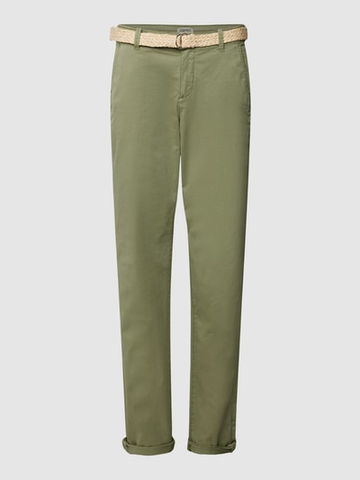 Esprit Chino in unifarbenem Design mit Gürtel Khaki 2