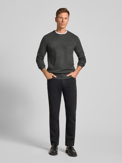 Casual Friday Regular fit gebreide pullover met ronde hals, model 'Heine' Donkergrijs - 1