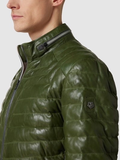 Milestone Steppjacke in Leder-Optik Modell 'Malik' Hellgruen 3