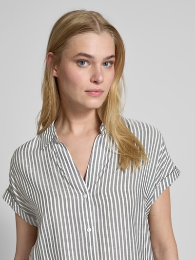 Tom Tailor Relaxed Fit Kurzarmbluse aus reiner Viskose mit V-Ausschnitt Dunkelblau 3