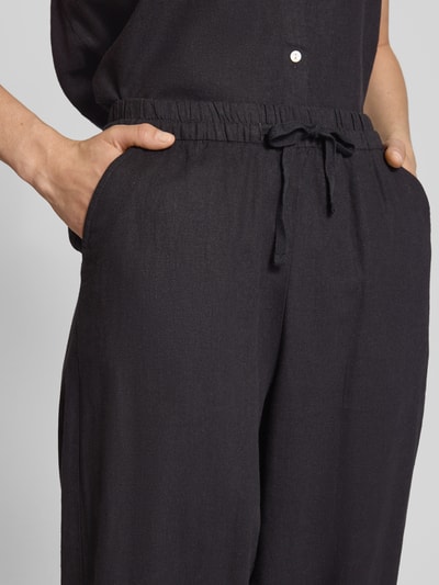 ICHI Stoffen broek van een mix van linnen en viscose met elastische band Zwart - 3