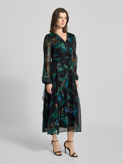 Marc Cain Maxi-jurk met V-hals en tailleband Donkergroen - 1