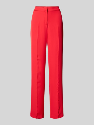 Review High waist stoffen broek met persplooien Kersenrood - 1