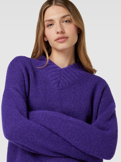 Luisa Cerano Strickpullover mit V-Ausschnitt Lila 3