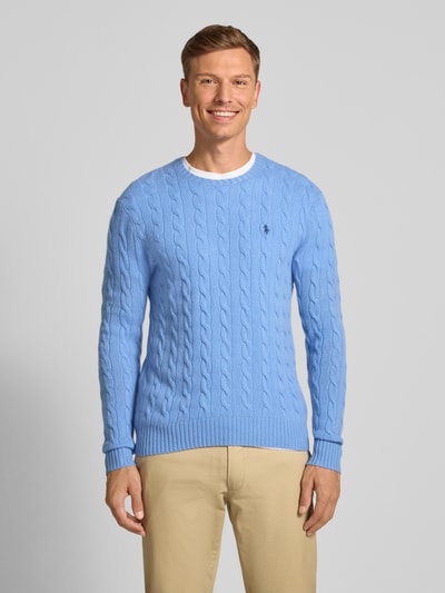 Polo Ralph Lauren Sweter z dzianiny o kroju regular fit z mieszanki wełny i kaszmiru Jeansowy niebieski 4