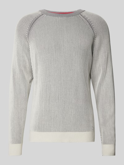 HUGO Strickpullover mit gerippten Abschlüssen Modell 'Squizzo' Offwhite 1