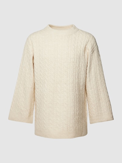 Vero Moda Strickpullover mit Zopfmuster Modell 'HEIDI' Beige Melange 2