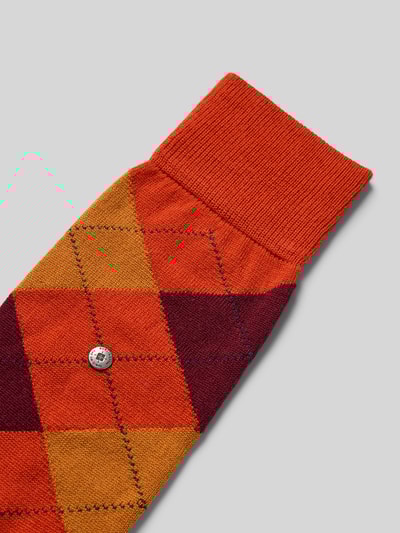 Burlington Sokken van scheerwolmix met labeldetail Donkeroranje - 2