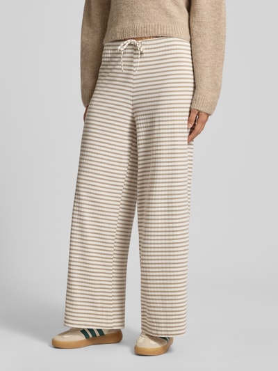 Gina Tricot Lounge-Hose mit Streifenmuster und elastischem Bund Beige Melange 4