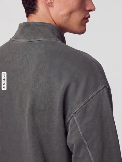 HUGO Blue Bluza z nadrukiem z logo kołnierz zapinany BLACK 3