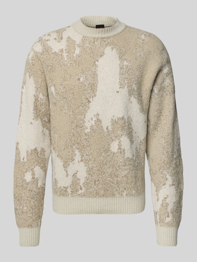 BOSS Orange Sweter z dzianiny o luźnym kroju z dodatkiem wełny model ‘KRADAR’ Piaskowy 2