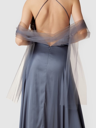 Unique Abendkleid mit V-Ausschnitt Bleu 3