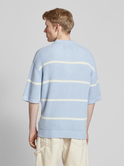 BLKVIS Relaxed fit poloshirt met structuurmotief Lichtblauw - 5