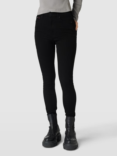 Tommy Jeans High Rise Super Skinny Fit Jeans mit Label-Patch Modell 'SYLVIA' Black 4