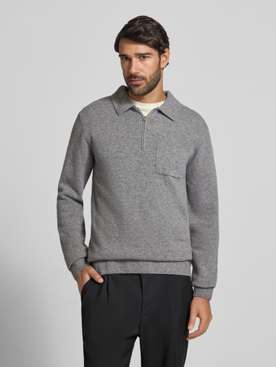 Casual Friday Gebreide trui van wolmix met polokraag model 'FELIPO' Lichtgrijs gemêleerd - 4