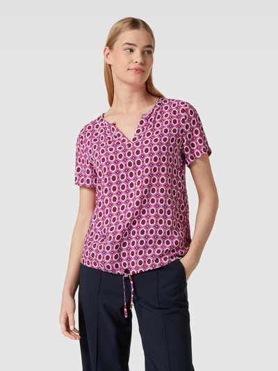 Montego Blouseshirt van pure viscose met V-hals Felroze - 4