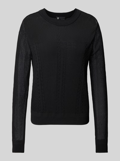 G-Star Raw Loose fit gebreide pullover van viscosemix, model 'Pointelle' Zwart - 2