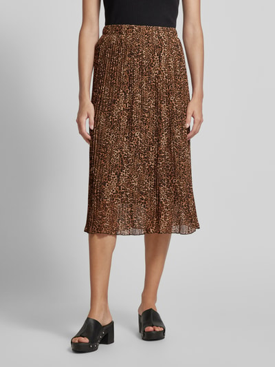 ZABAIONE Midirok met plooien, model 'EL44SI' Beige - 4