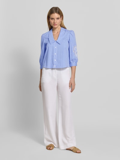 Christian Berg Woman Selection Korte blouse met ajourwerk en 3/4-mouw Blauw - 1