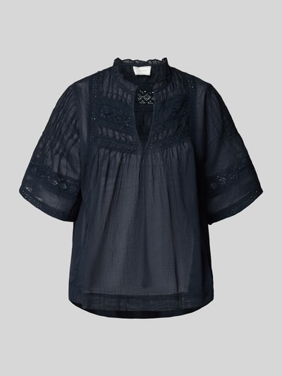 Neo Noir Bluzka o kroju relaxed fit z koronką szydełkową model ‘Siama’ Granatowy 2