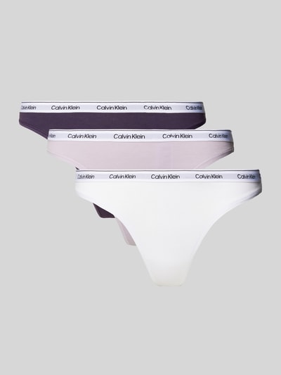 Calvin Klein Underwear String met elastische band met label in een set van 3 stuks, model 'MODERN' Lichtgrijs - 1