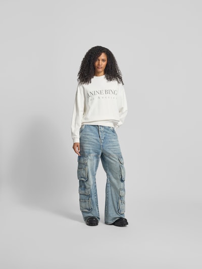 Anine Bing Regular Sweatshirt mit Logo-Print Ecru 1