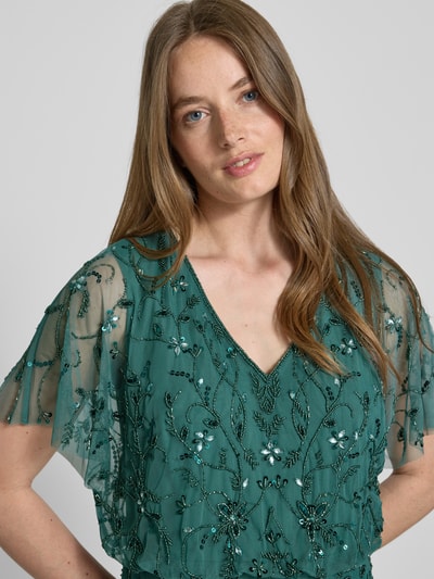 Christian Berg Cocktail Abendkleid mit V-Ausschnitt Khaki 3