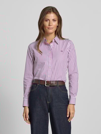 Lauren Ralph Lauren Slim Fit Hemdbluse mit Logo-Stitching Modell 'Jamelko' Violett 4