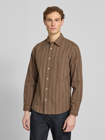 Selected Homme Regular Fit Freizeithemd aus reiner Baumwolle Modell 'FREDDIE' Schoko 4