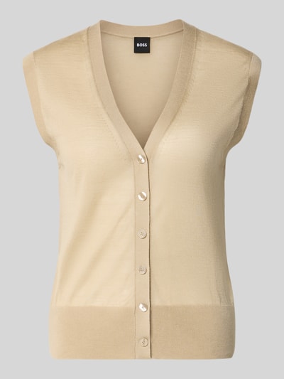 BOSS Slim Fit Weste aus Lyocell-Schurwoll-Mix Modell 'FUMI' Beige 2