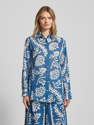 Mango Bluse mit durchgehender Knopfleiste Modell 'NEMO' Blau 4