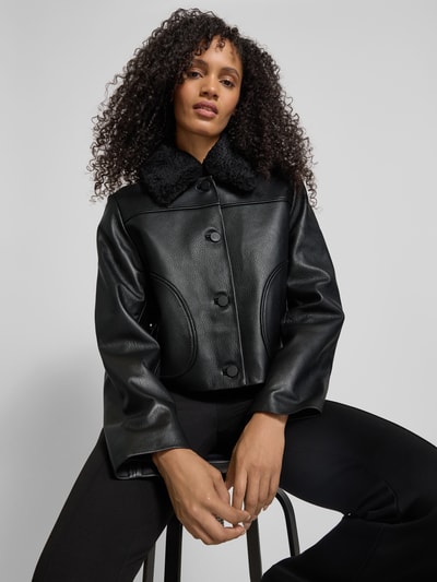 Self-Portrait Cropped Jacke mit Umlegekragen Black 3