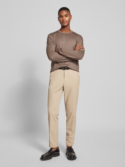 BOSS Tapered fit broek met riemlussen, model 'Genius' Beige - 1