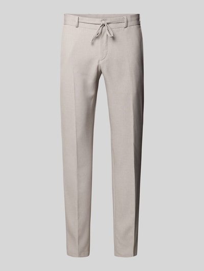 Produktfoto, Hose mit Bügelfalten und Schnürung Modell 'SpartaFlex' von Zuitable, Slim-Fit aus Material-Mix mit Viskose-Anteil, helle Farbe, glatte Struktur, Bundweite 44 cm, Innenbeinlänge 85 cm, Herren