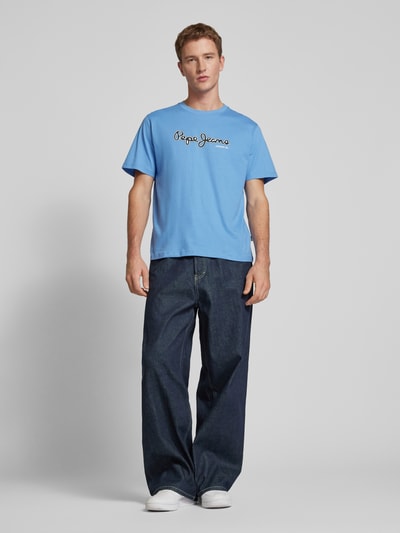 Pepe Jeans T-Shirt mit Label-Print Modell 'DORIAN' Royal 1