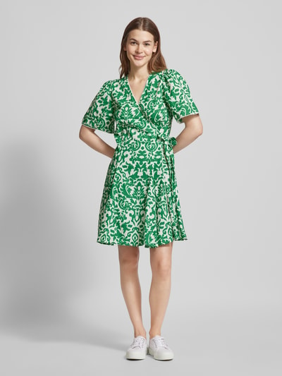 YAS Knielange jurk met all-over motief, model 'GREENA' Groen - 1