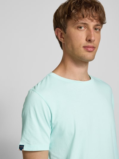 Superdry T-shirt z detalem z logo Błękitny 3