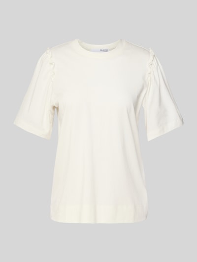 Selected Femme T-shirt z marszczeniami model ‘PENELOPE’ Biały 2