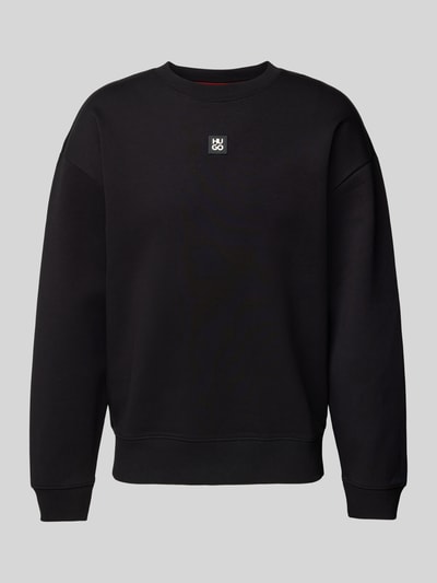 HUGO Sweatshirt mit gerippten Abschlüssen Modell 'Dettil' Black 2