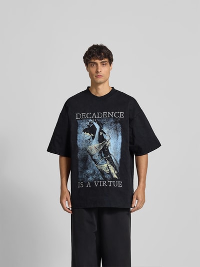 VETEMENTS Regular Fit T-Shirt mit Motiv-Print Anthrazit 4