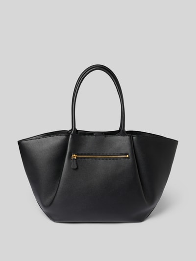 Produktfoto, Tote Bag in Leder-Optik Modell 'ALLEGRA ' von GUESS, schwarze Oberfläche, Gold-Logo, geteiltes Hauptfach, schmale Schulterriemen