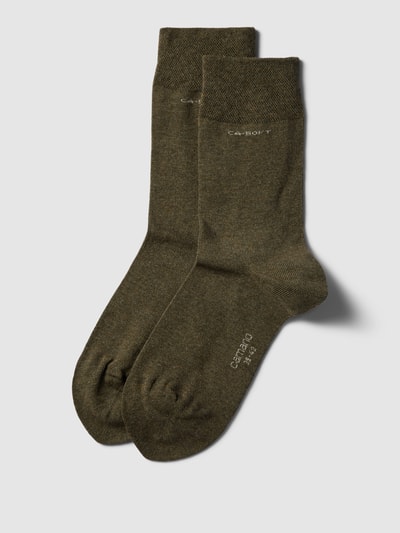 camano Socken mit Label-Print Oliv 1