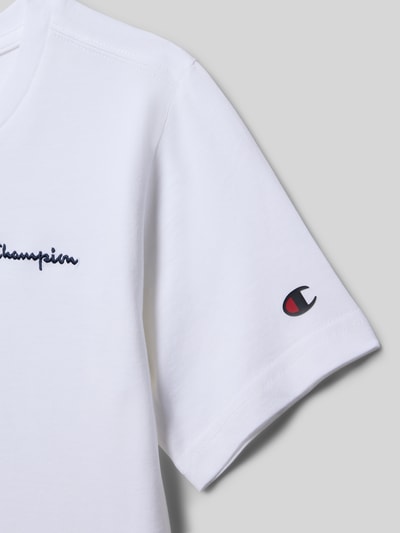 CHAMPION T-Shirt mit Label-Stitching Weiss 2