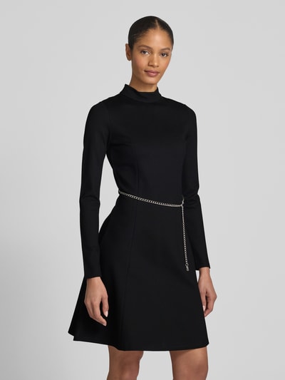 HUGO Knielanges Kleid mit geripptem Stehkragen Modell 'Nelora' Black 4