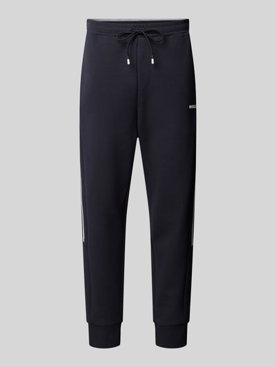 BOSS Green Sweatpants met labelopschrift, model 'Hadikonos' Marineblauw - 2