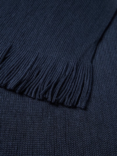 Christian Berg Men Sjaal van wolmix met franjes Marineblauw - 2