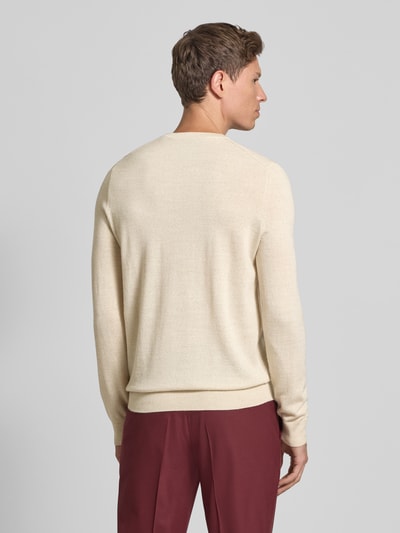 Christian Berg Men Gebreide pullover van een mix van merinowol met V-hals Ecru gemêleerd - 5