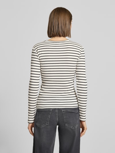 PIECES Bluzka z długim rękawem o kroju slim fit z mieszanki bawełny Czarny 5